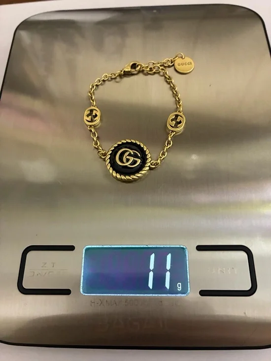 Gucci Gold and Black GG Rope-Edge Chain Bracelet - Picture 5 of 8